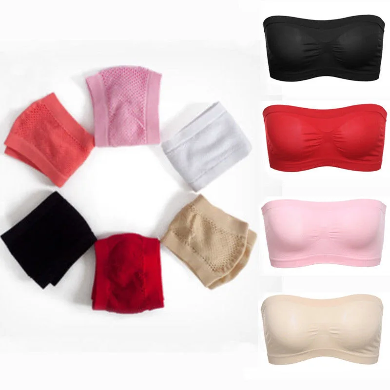 

Newly Summer Women Sexy Strapless Underwear Prevent Exposed Tube Top Padded Crop Bra Wrapped Chest