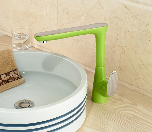 

Unique Green Color Countertop Barhtoom Sink Faucet Single Lever Basin Mixer Faucet Faucet Taps