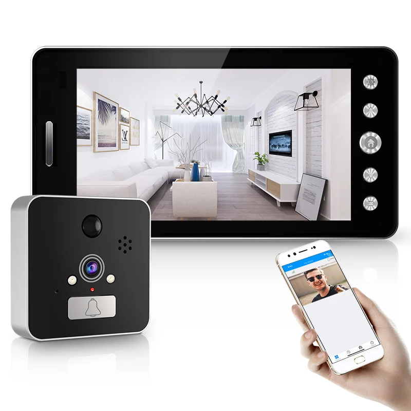 Беспроводной видеодомофон 4 3 дюйма 960P/5 дюймов 1080P с Wi-Fi длительным временем