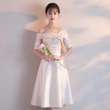 

2019 New Sweet And Elegant Print Sleeveless Shoulderless Long Party Dress