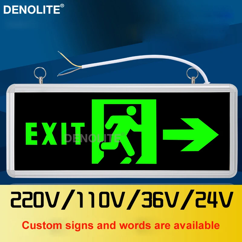 

DENOLITE Maintained Hanging Wall Mounted Led Fire Emergency Light Single/Double Side With Human+Arrow Led Exit Sign Lights
