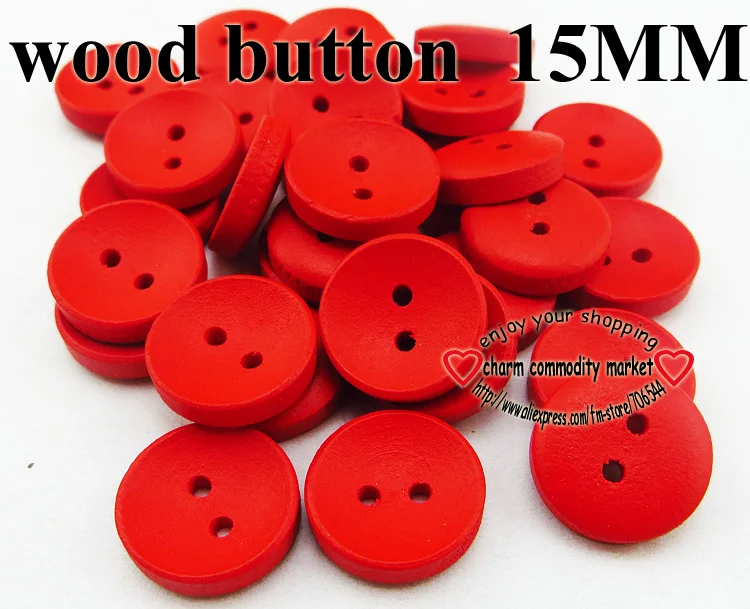 

100PCS 15MM painting red wooden buttons coat boots sewing clothes accessories MCB-800-9