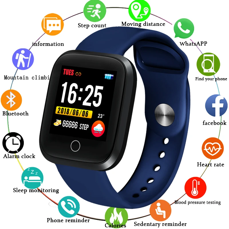 

LIGE Smart Bracelet Men Fitness Tracking Blood Pressure Heart Rate Monitor Pedometer IP68 Waterproof Sport Smart Wristband +Box