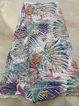 

Sky Blue Nigerian Cotton Lace Fabric With Stones Beautiful Swiss Voile Lace In Switzerland Cotton Cord Lace Fabric