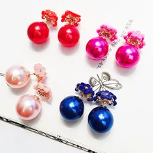 QCOOLJLY Элегантные украшения с ромашками esign модный бренд двойные имитация жемчуга серьги-гвоздики для женщин большие бусы серьги в форме цветов