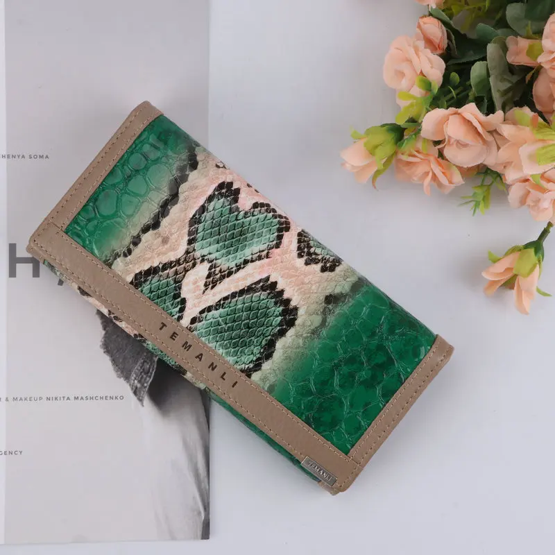 Koop Snake Patroon vrouwen Mode PU Polsbandje Portemonnee Mode Leisure Hand Portemonnee Met Kaarthouder Lange Polsbandje Portemonnee