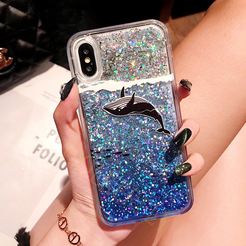 Whale Soft Silicone Phone Case For Huawei P20 Pro Lite P Smart Plus Nova 3 3i Honor 8X 7C 10 Mate 20 lite Y9 Bling Liquid Cover