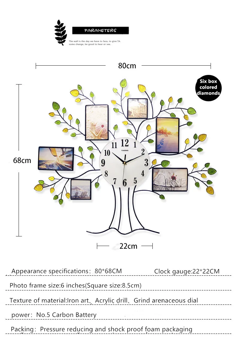 Современные креативные часы для гостиной, декоративные фоторамки, тишина кварцевых часов