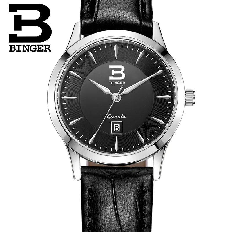 Оригинальные швейцарские Брендовые женские сапфировые часы Бингер с календарем, водонепроницаемые тонкие часы из нержавеющей стали с кожаным ремешком, модные настольные часы - Цвет: 10 Momen