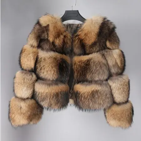 Новая зимняя куртка из натурального меха енота, шерстяное пальто, куртка-бомбер, Корейская уличная Женская парка, пальто из натурального меха