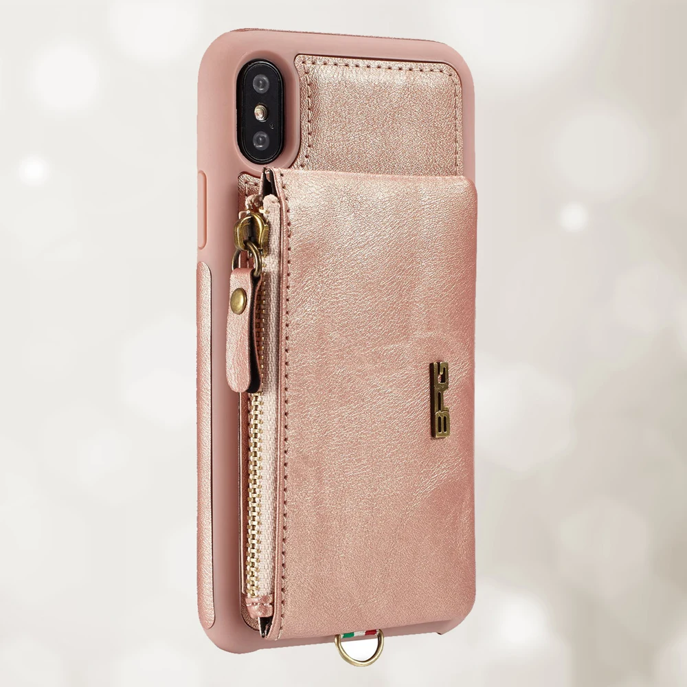 

PU Leather Zipper Wallet Case For iPhone X Zipper Wallet Leather Case Magnet Back Cover For iPhone 7 7Plus 8 8Plus 6 6S Plus