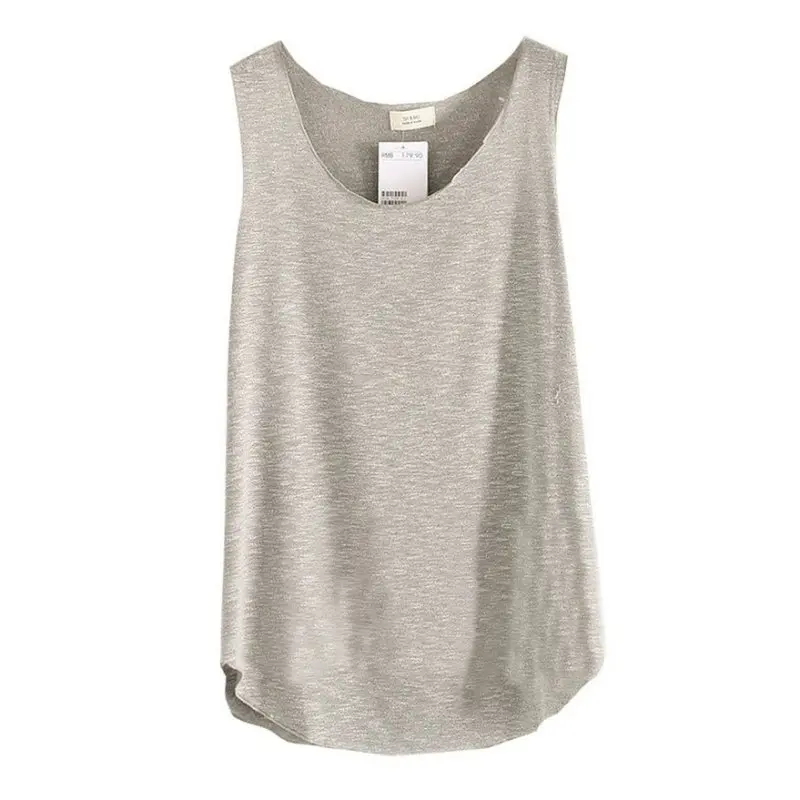 

2017 Spring Summer New Shirt Women Bamboo cotton Sleeveless Round Neck Loose Candy color T Shirt Ladies Vest Singlets