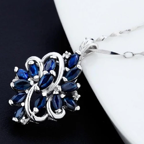 Ожерелье Qi Xuan_Dark Blue каменный цветок кулон ожерелье_ Настоящее ожерелье_ гарантия качества_ производитель прямые продажи