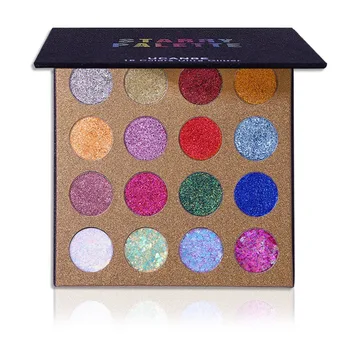 

New 16 Color Glitter Sequins Eyeshadow Palette High Shining Pigmented Crystal Paste Eyes Face Body Highlight Makeup Beauty Kit