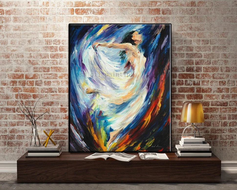 

High Skill Hand Painted Modern Abstract Palette Knife Sexy Lady Nude Oil Painting on Canvas Original Dancer Paintings Decorative