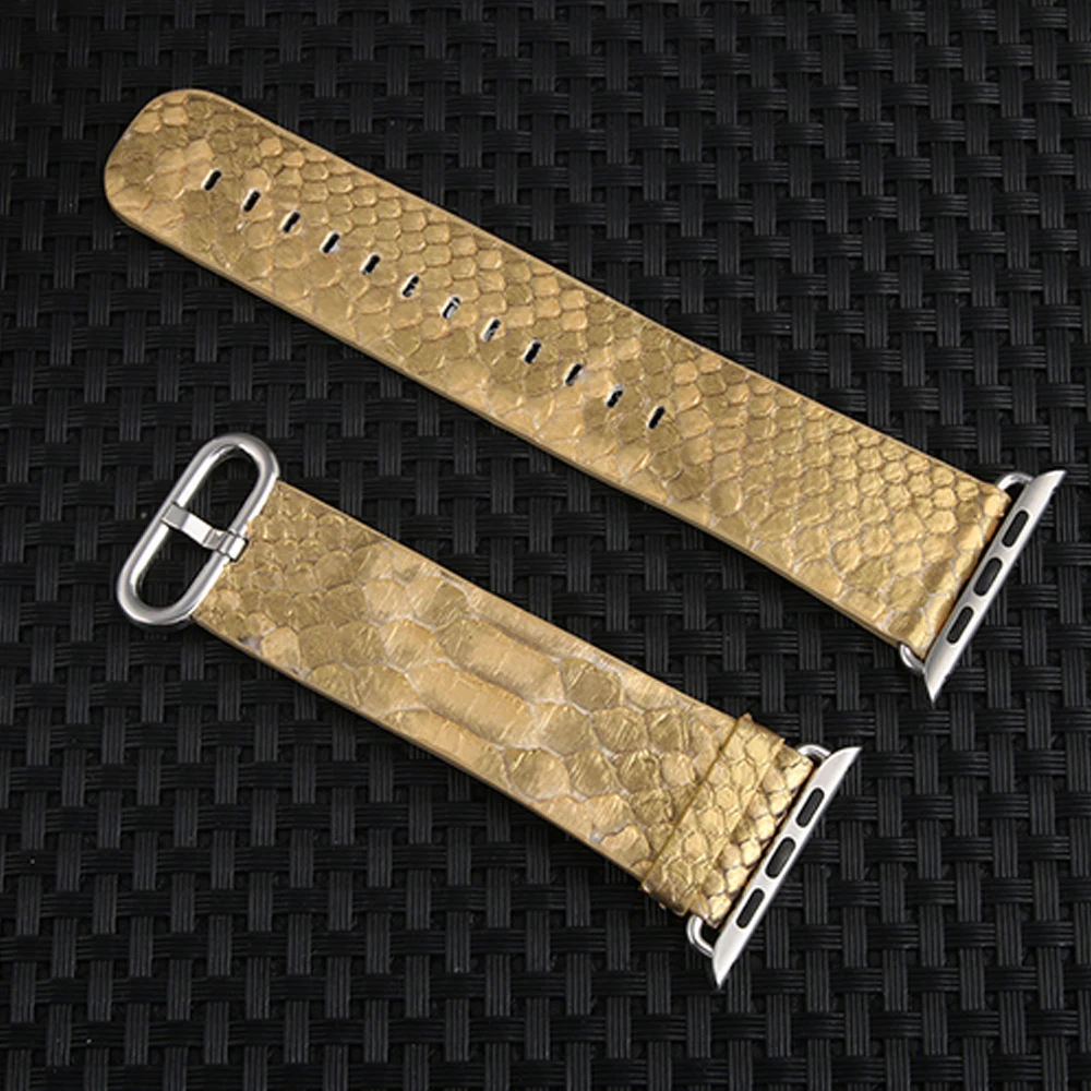 Luxury Python Snake Skin Genuine Leather Watch Band for Apple Watch 38