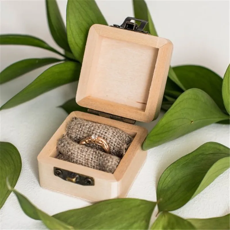Rustic Wooden Custom Wedding Ring Box Engraved Personalized Jewelry Ring Bearer Box Holder Vintage Wedding Decoration Gifts  (3)