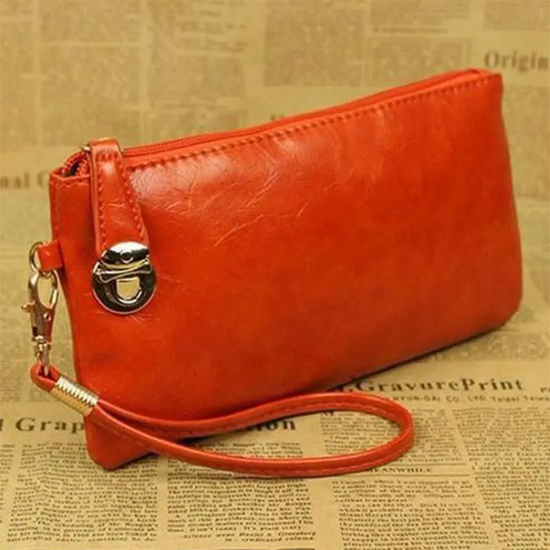 2015 PU leather New fashion cute women clutch punk multi-card bit candy color for girls handbag clutch small wrist wallet bag