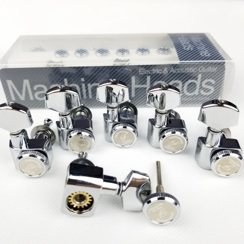 

1 Set 6 In-line No Screws Locking Electric Guitar Machine Heads Tuners Lock String Tuning Pegs Chrome Silver