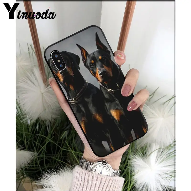 Yinuoda черный такса собака добермана ТПУ мягкий чехол для телефона Apple iPhone 8 7 6S Plus X XS MAX 5 5S SE XR мобильный чехол - Цвет: A2