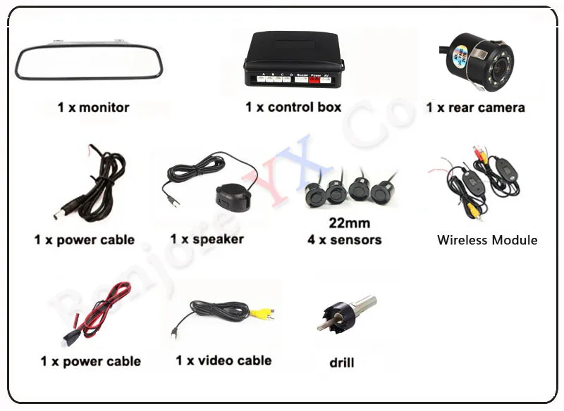 Koorinwoo беспроводной автомобильный парковочный датчик радары вспомогательная система Комплект парктроник 4,3 зеркало монитор заднего вида камера сенсор адаптер