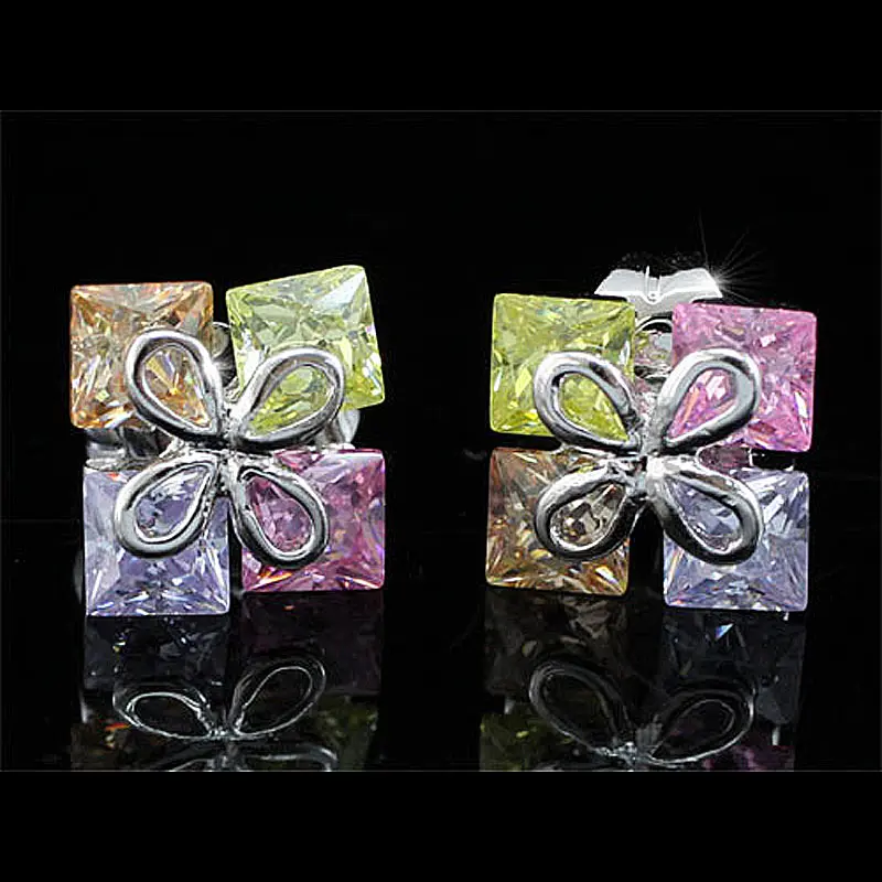 

Peacock Star Multi-color Flower 1.5 Carat Cubic Zirconia Stud Earrings CSE532