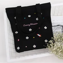 YILE C01 хлопок холст хозяйственная сумка для переноски вышитые вишни черный CP