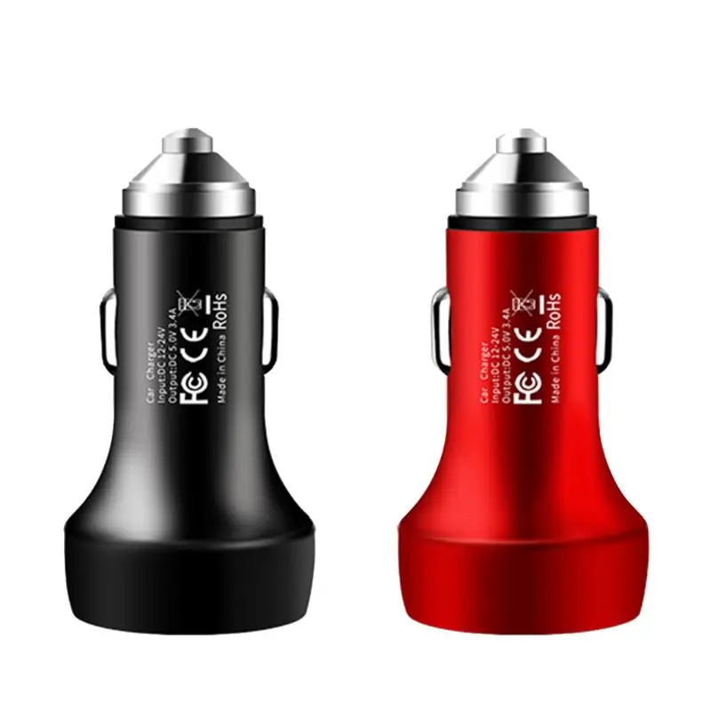 

Mini Metal Aluminum 3.4A Dual USB Car Phone Charger for iPhone Samsung Galaxy Xiaomi Huawei Smartphones