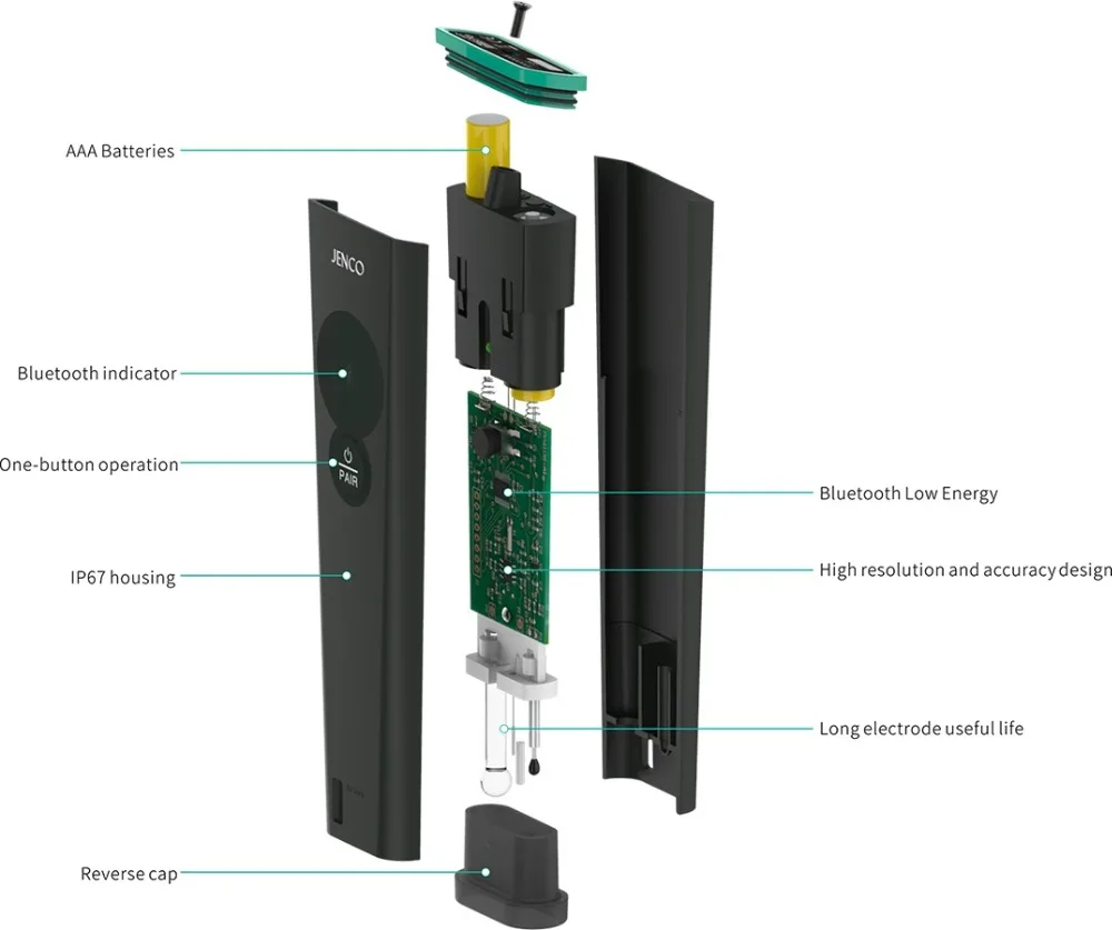 Bluetooth Сменный электрод тестер водостойкий карманная ручка ацидометр iOS приложение для Android CE FCC IC NCC RoHS