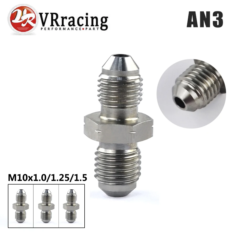 

VR RACING - AN3 Male 3/8x24 UNF to M10x1.25 / M10x1.5 / M10x1.0 Male Bubble Flare Stainless Steel Brake Fittings Adapter