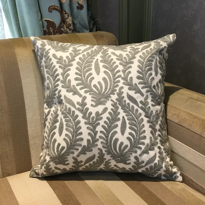

Free Shipping Hinyeatex Canvas Gray Cord Embroidery Designer Pillow Cover Sofa Cushion Decorative Case 45 x 45cm Sell by Piece