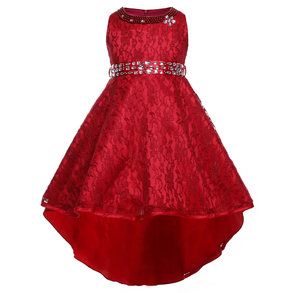 

D0006 Europe and America New Fashion Cotton Lining princess beaded Lace Tail Dress Spring and Summer Princess Dress