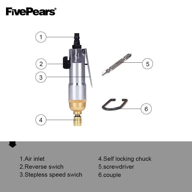 FIVEPEARS Air Screwdriver air tools Pneumatic Gold plating industrial air screw driver economic type free shipping FIVEPEARS Air Screwdriver air tools Pneumatic Gold plating industrial air screw driver economic type free shipping