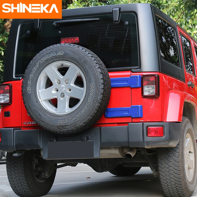 SHINEKA New Arrival Car Rear Door Spare Tire Tailgate Hinge Cover Trims Interior Accessories for Jeep Wrangler JK 2007-2017 SHINEKA New Arrival Car Rear Door Spare Tire Tailgate Hinge Cover Trims Interior Accessories for Jeep Wrangler JK 2007-2017