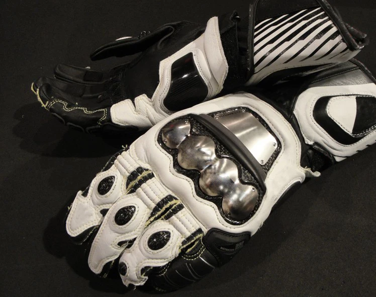Willbros полностью металлические D1 длинные кожаные мотоциклетные перчатки для мужчин черные белые Мотоциклетные Перчатки
