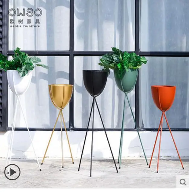 

Nordic iron green flower stand floor flower several indoor balcony plant flowerpot stand simple and modern
