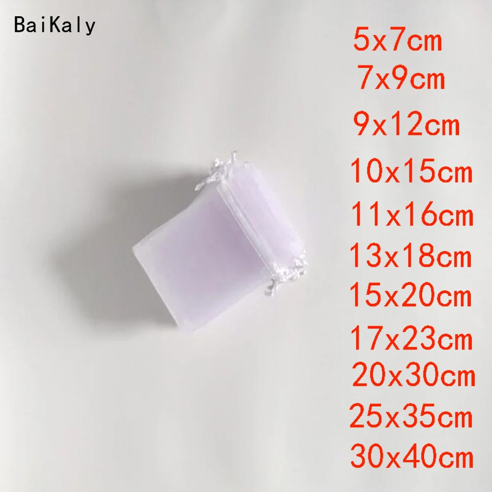 

100pcs Drawstring White Small & Big Gift Bag Jewelry bag Pouch Organza Bags Favor Party Wedding Pouches Jewelry Packaging Bags