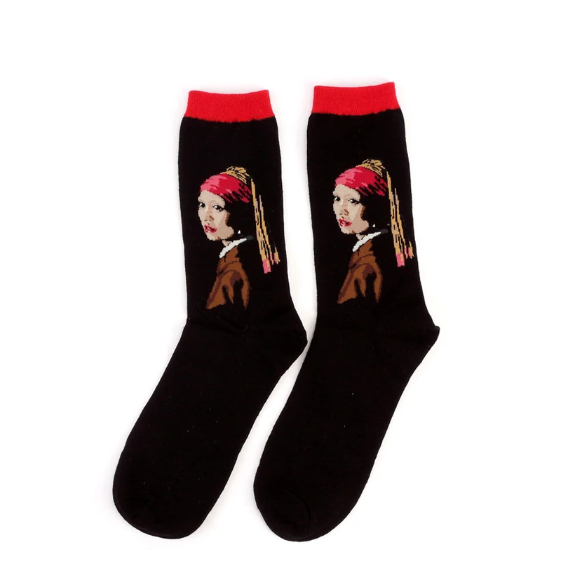 Горячая Прямая поставка осень зима ретро женские новые художественные Ван Гог Фреска всемирно известная серия масляной живописи женские носки забавные носки - Цвет: 9