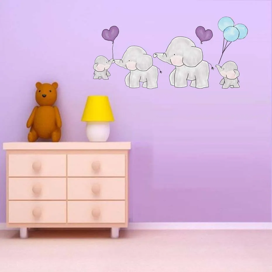 Милые Мультяшные наклейки на стену в виде слона, креативное искусство, сделай сам, узор в горошек, наклейки для детей, детская комната, украшение для дома, Фреска, детский подарок