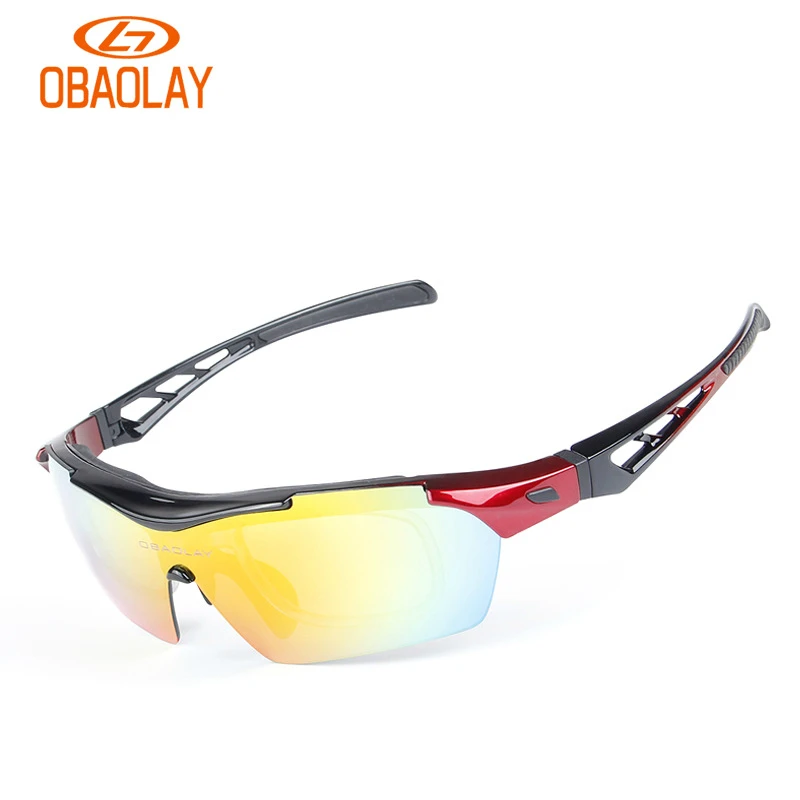 OBAOLAY, поляризационные очки для велоспорта, мужские очки для езды на велосипеде, горные очки, очки Gafas, велосипедные солнцезащитные очки, Oculos Ciclismo Occhiali - Цвет: red black