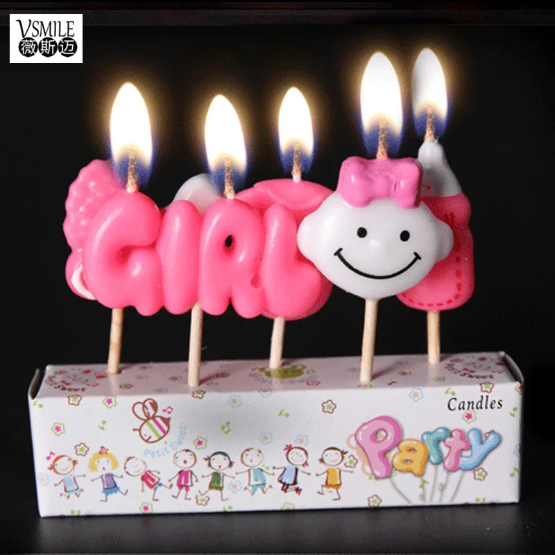 60 шт.,, милый дизайн душа для маленьких мальчиков и девочек, Арт, бездымные свечи для детей, принадлежности для дня рождения, торты/кексы, топперы