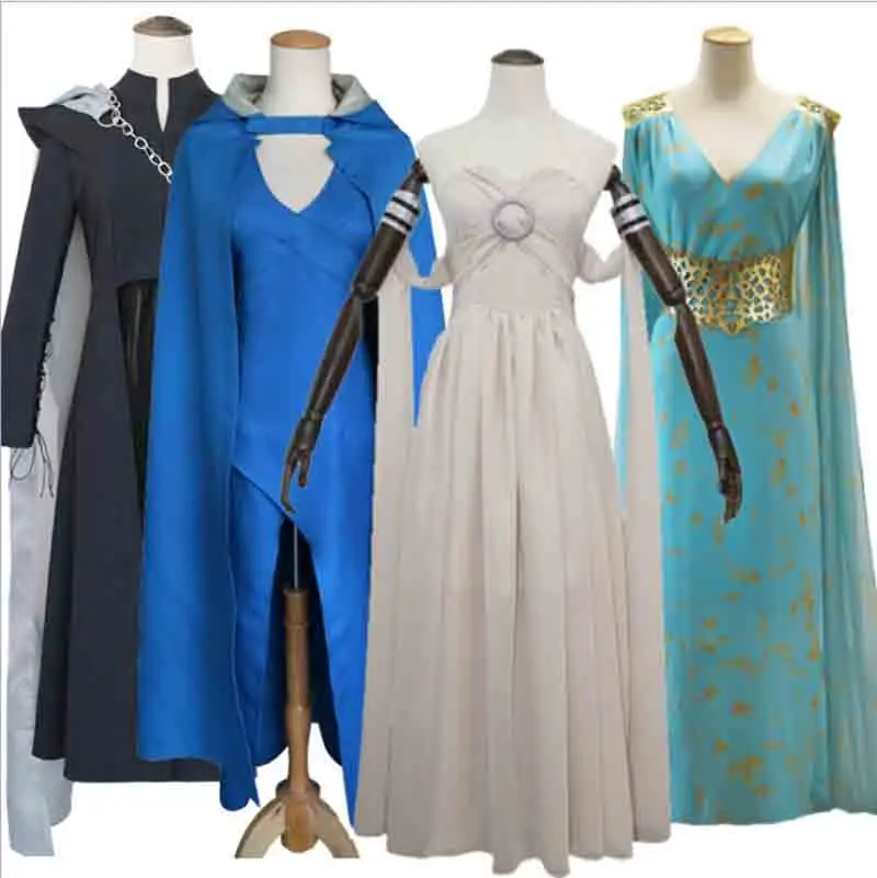 

Game of Thrones Queen Daenerys Targaryen Cosplay Costume Black Fancy Dress Halloween Costume Outfit For Women Plus Size 2XL 3XL