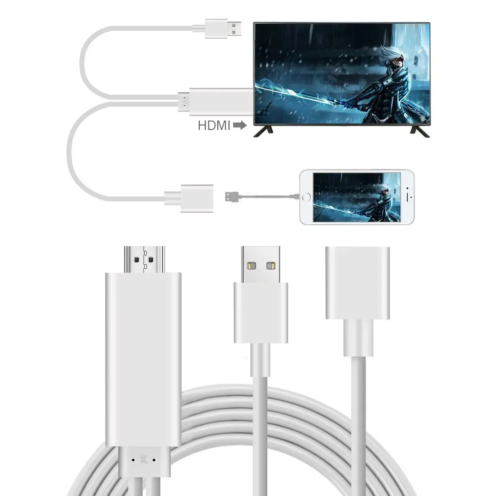 

JKING Mini Mobile 1M 1920*1080P HDMI Display Adapter Cable For iPhone/iPad iOS Apple devices and TV Cable Converter