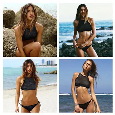 

sexy women Size Plus Push-up Bikini set low waist halter bandeau Swimsuit Beachwear Swimwear Tankini bathing suit