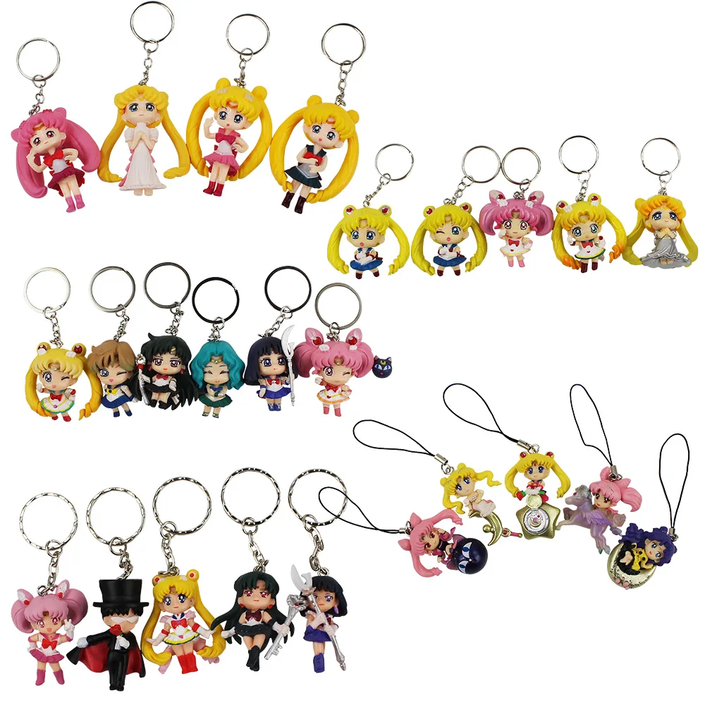 

Anime Sailor Moon Mars Jupiter Venus Mercury Figure Toy With Keychain Pendant Dolls 4~6cm