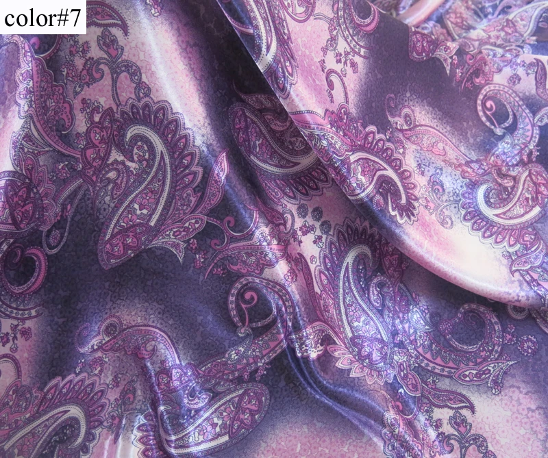 

Diy Linings Polyester Soft Charmeuse Fabric Retro Paisley Pattern Satin clothing Material