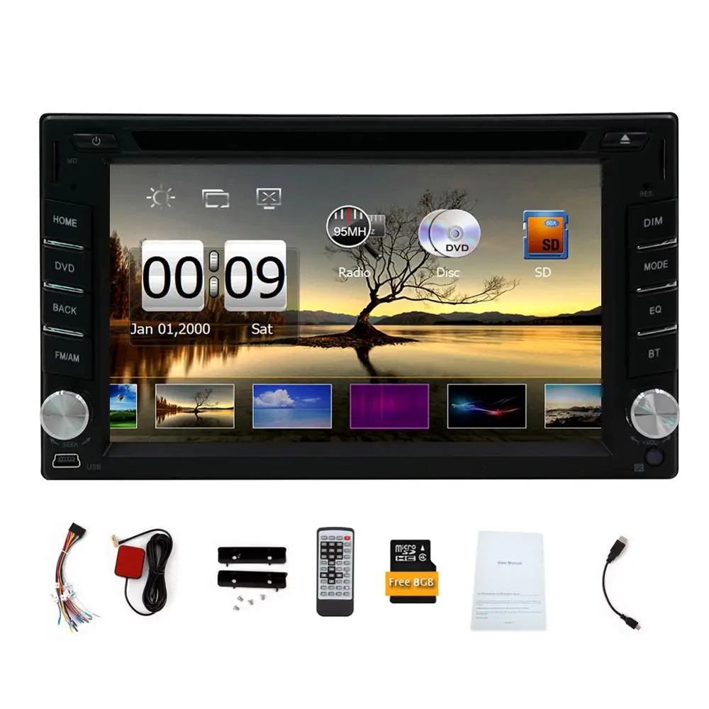 Top NEW Bluetooth GPS Car Stereo DVD Player With 6.2" Double 2 Din Radio RDS Map+CAM 9