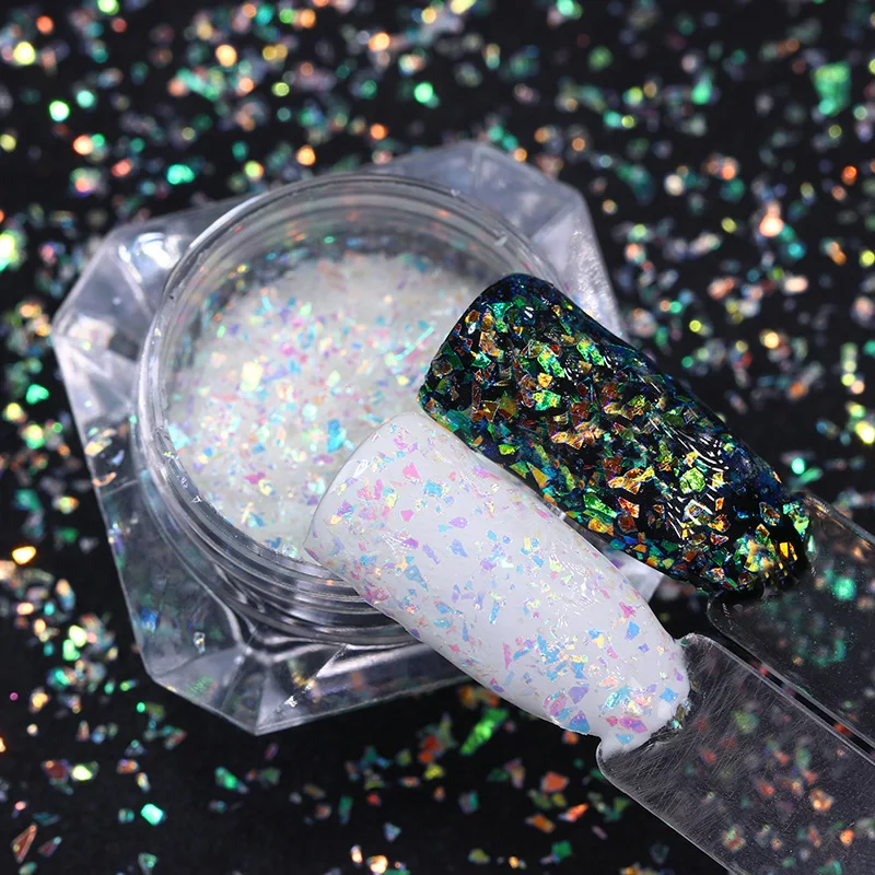 

1 Box 1g Holographic AB Color Nail Sequins Multi-size Rhombus Hexagon Iridescent Flakies Paillette Manicure Nail Art Decoration