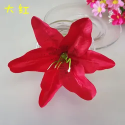 Elegant Silk Lily Flower Heads - Set of 10 Artificial Decorations for Weddings, Homes, and Crafts (Red)