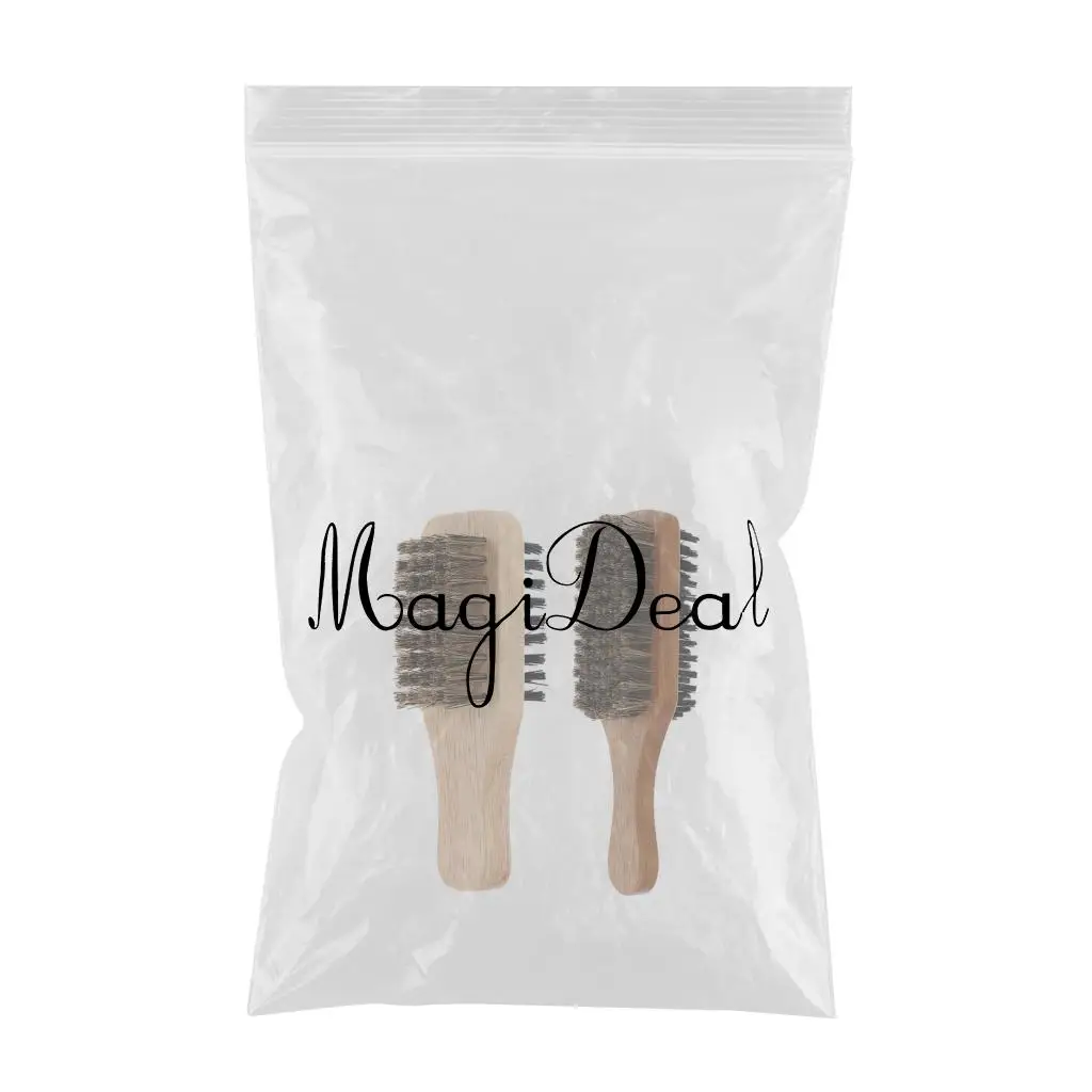 Perfeclan Set of 2 - Double Side Club Brushes Beard Hair Brush- Soft Natural Boar Bristle Soft Boar Bristles Brush